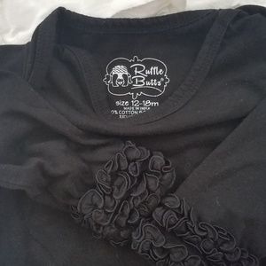 Ruffle Butts Shirts & Tops - Black ruffled long sleeve body suit Ruffle Butts Shirts & Tops - Black ruffled long sleeve body suit